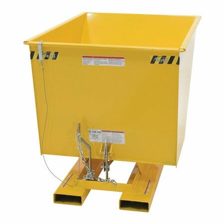 Vestil Light Duty Self-Dumping Hopper 1 Cubic Yard 2000 lb Yellow D-100-LD-YEL